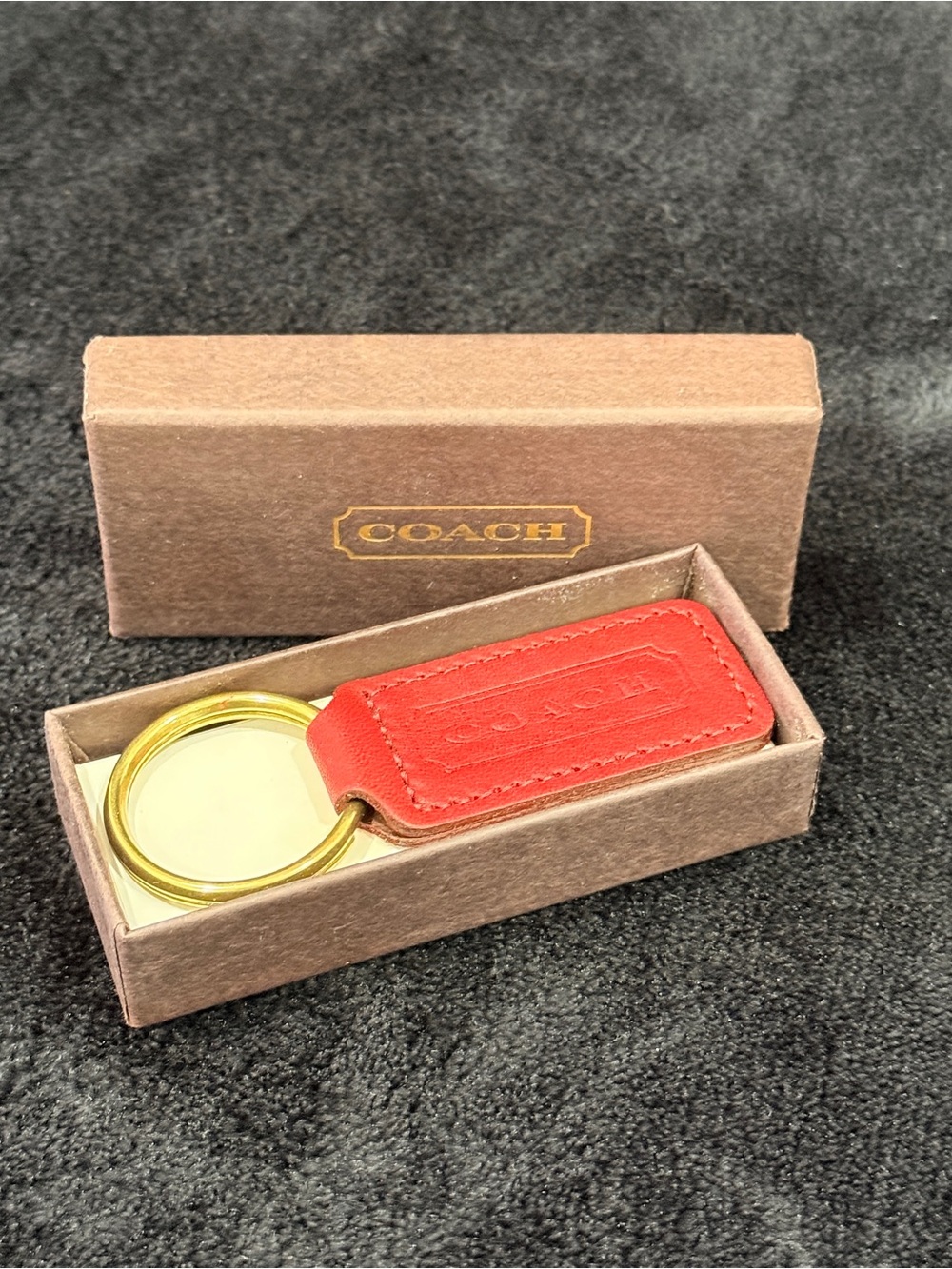 Coach Vintage Red Leather Hangtag Tag Keychain Keyring Gift Bag Charm